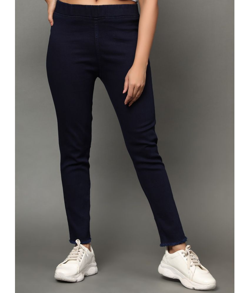     			AngelFab - Denim Skinny Fit Navy Blue Women's Jeggings ( Pack of 1 )