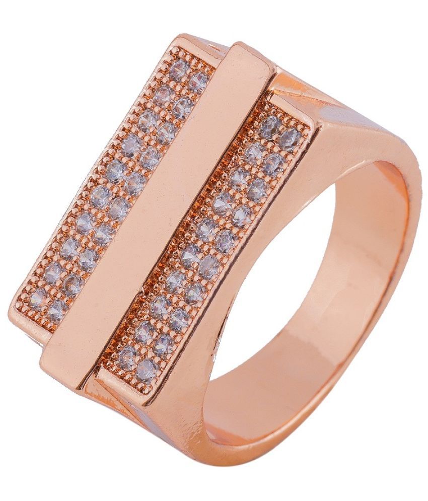     			Designer Rose Gold Diamond Double Line Ring
