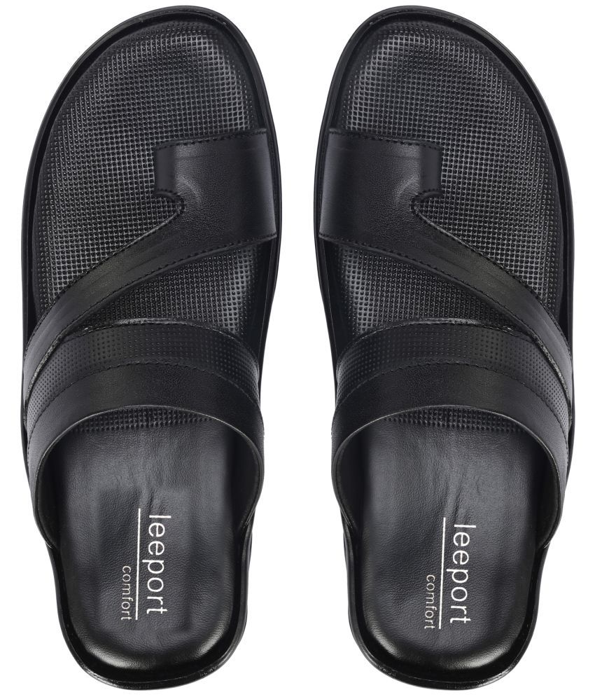     			Leeport - Black Men's Leather Slipper