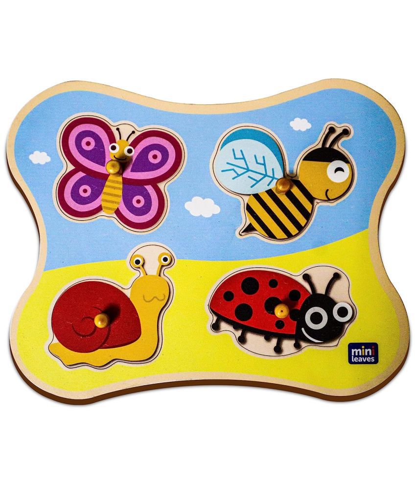     			Mini Leaves Insects Friends Jumbo Knob Wooden Puzzle | Knob Puzzles for Kids for Age 1 and Above - Safe & Durable Pre-School Toys for Kids - Educational Puzzle