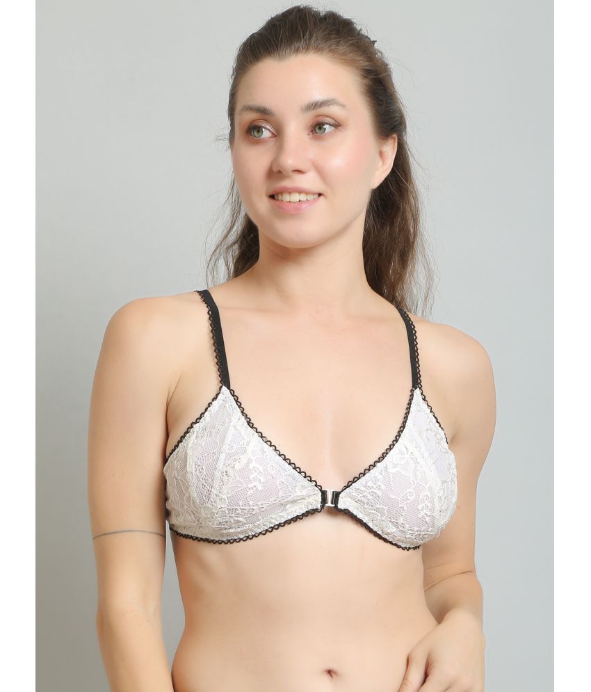     			N-Gal Lycra Non Padded Women's Bralette Bra ( White )