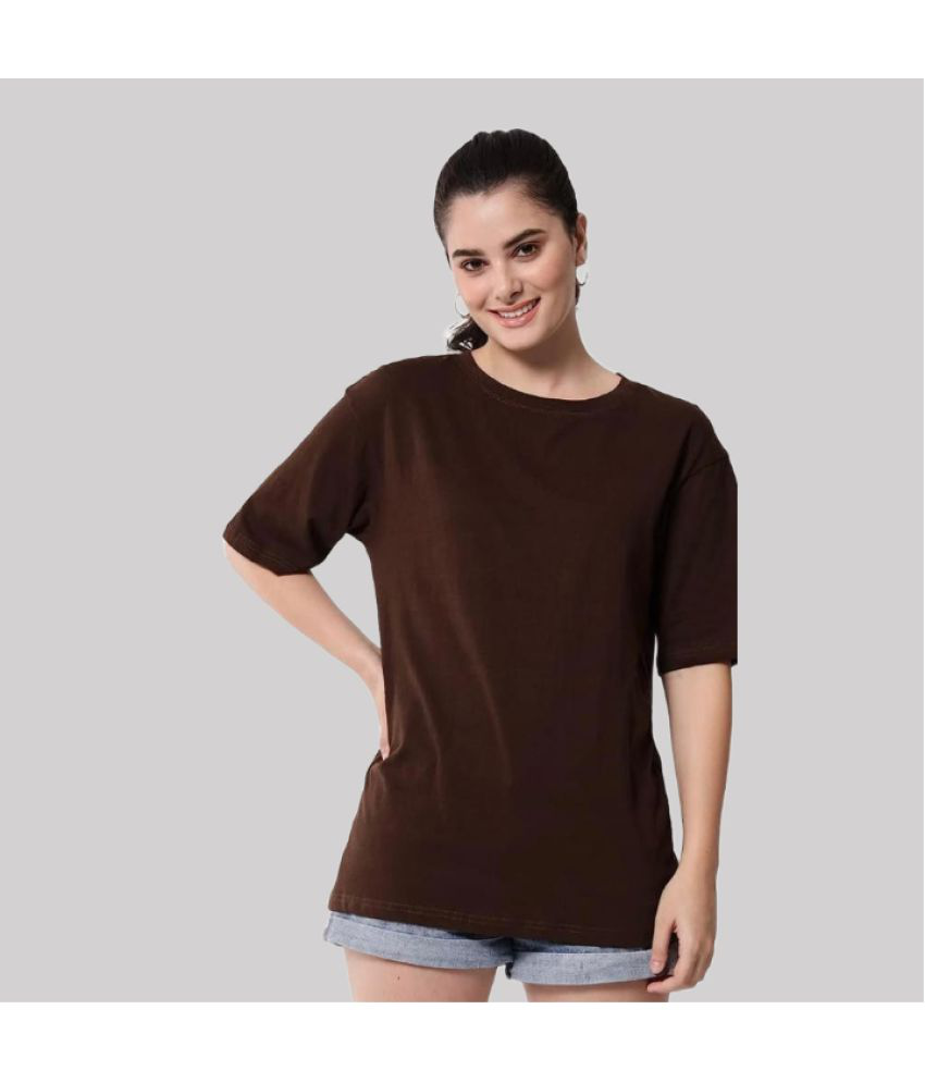     			PP Kurtis - Brown Cotton Loose Fit Women's T-Shirt ( Pack of 1 )
