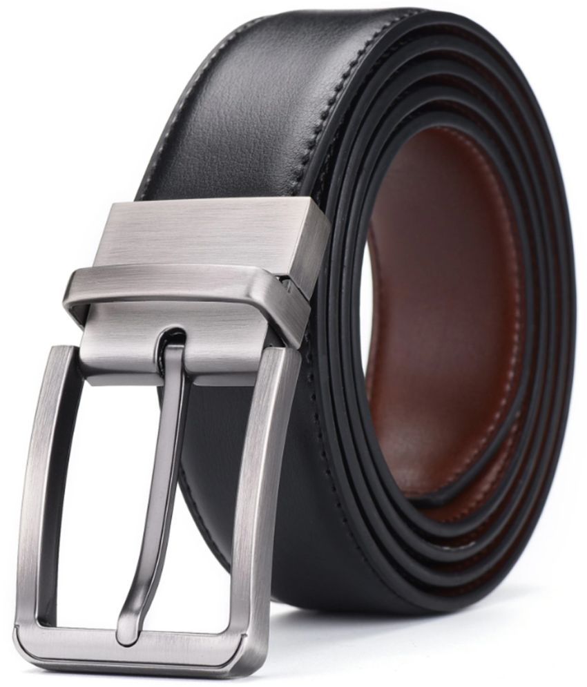     			SILKSHOPPING - Black Leather Men's Reversible Belt ( Pack of 1 )