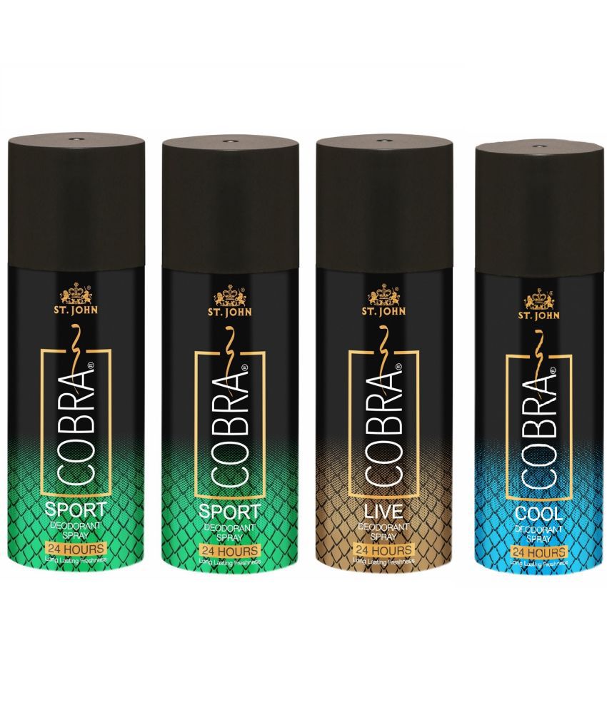     			St. John - Cobra LIve,Cool 150ml & Sports 150ml*2 Deodorant Spray for Unisex 150 ml ( Pack of 4 )