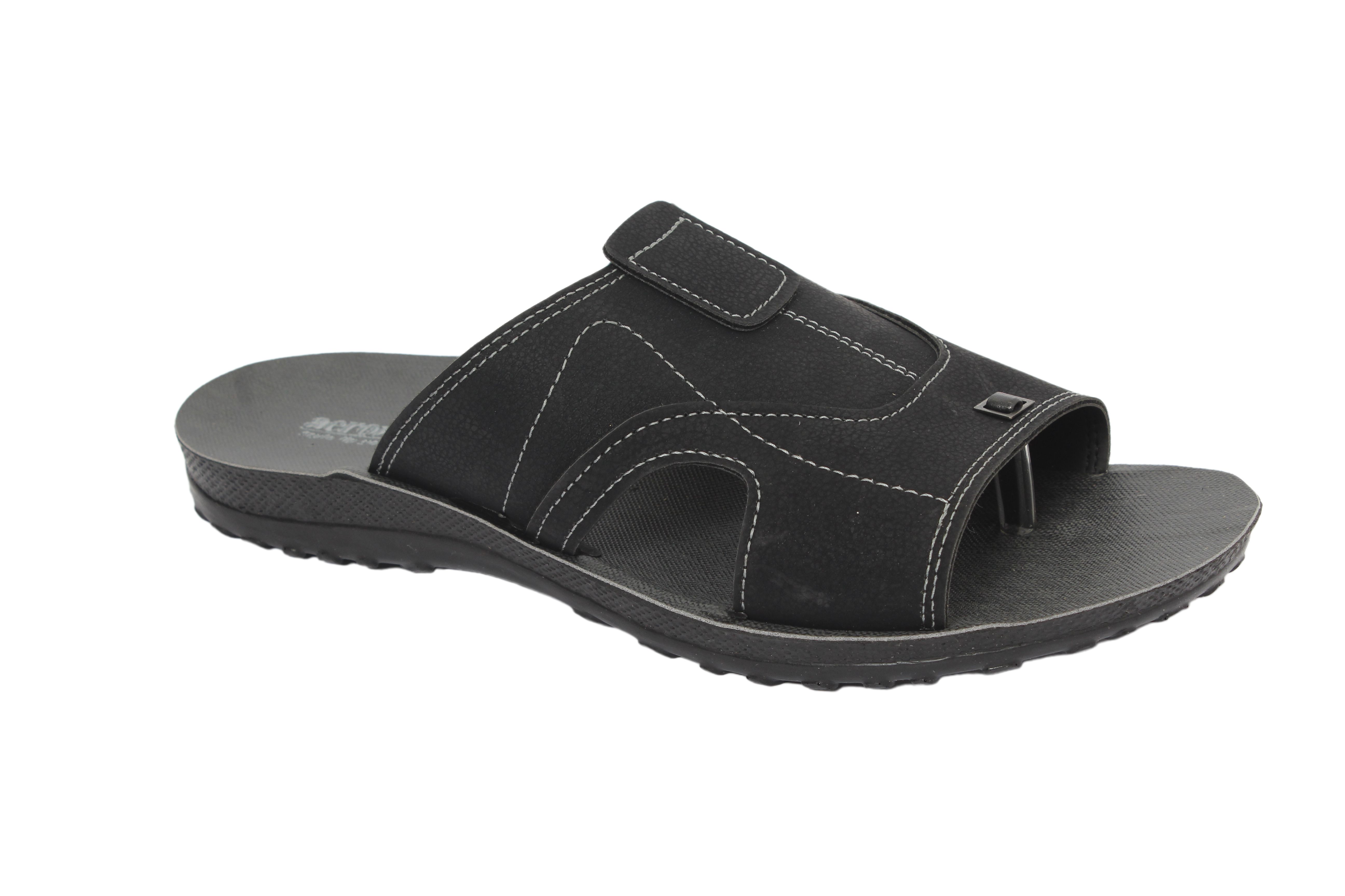     			Aerowalk Black Men's Leather Slipper