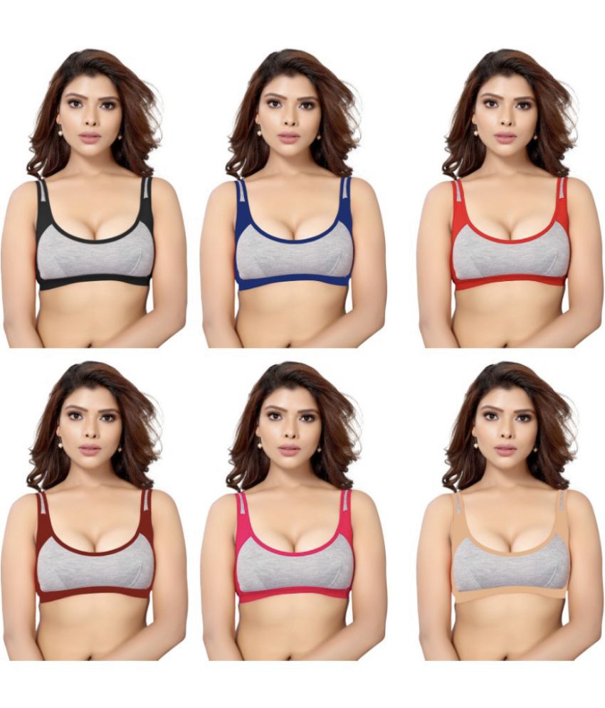     			ICONIC ME - Multicolor Cotton Non Padded Women's Everyday Bra ( Pack of 6 )