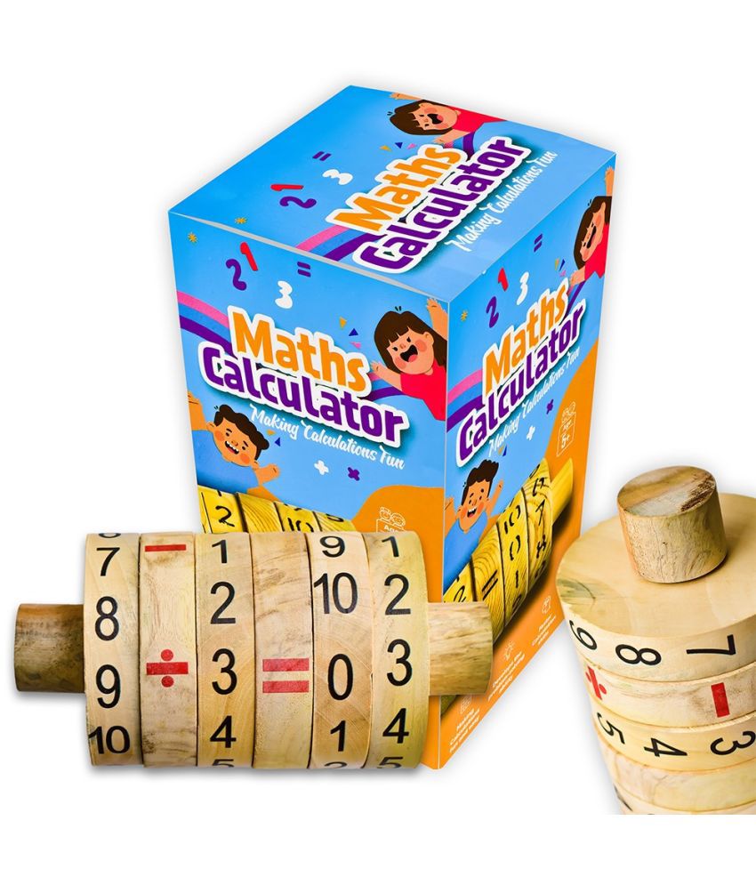     			ILEARNNGROW Maths Calculator Wooden Spinner for Kids Stem Toy to Learn and Improve Math Skills for Age 4, 5, 6, 6+ and above I Maths Toys Maths Game Wooden Toys