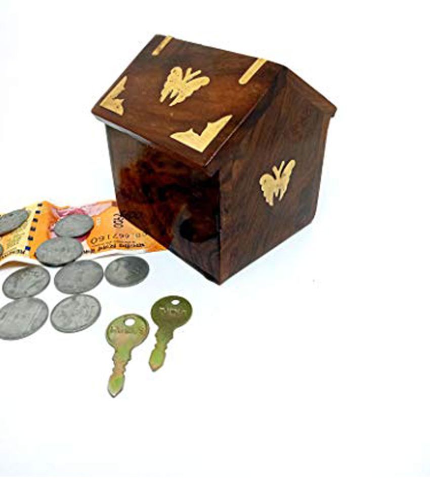     			SWH - Wood Brown Piggy Bank ( Pack of 1 )