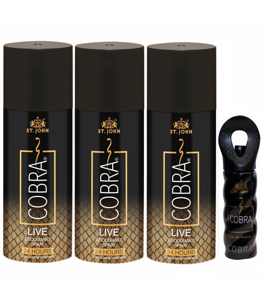     			St. JOHN Cobra Combo of 3 Deodorant Live 150ml each & 30ml Perfume for Men & Women (Pack of 4)