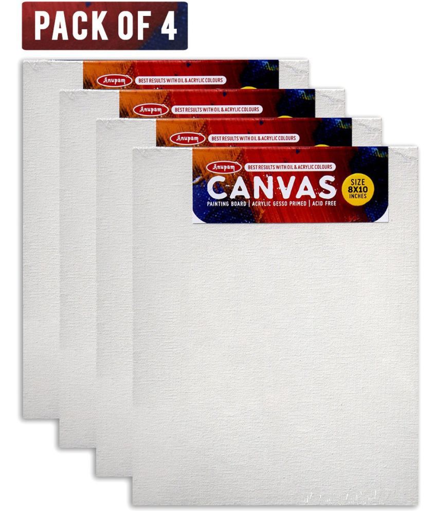     			ANUPAM Canvas Boards for Painting 8x10 Pack of 4 20cm x 25cm Cotton Medium Grain Primed Canvas Board, Board Canvas (Set of 4) (White)