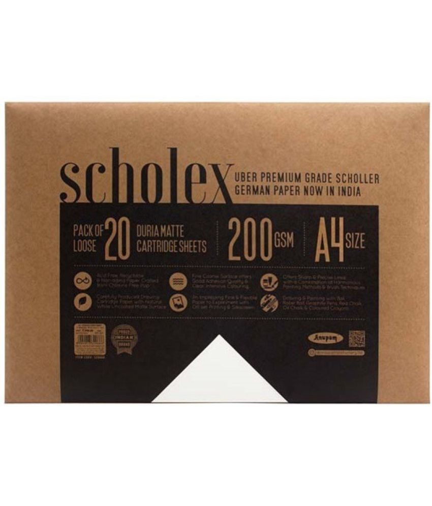     			Anupam Scholx Super Series UNRULLED A4 200 gsm A4 paper (Set of 1, White)