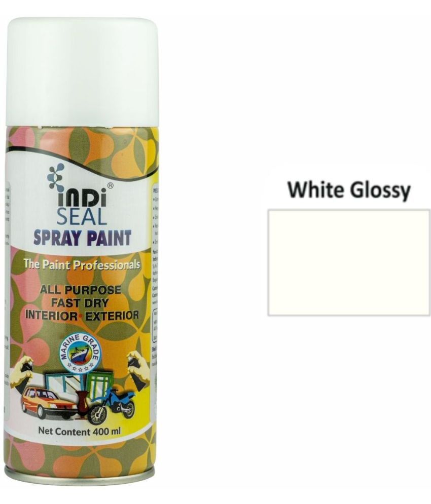     			INDISEAL All Purpose Fast Dry Interior/Exterior | DIY for Automotive, Metal, Wood & Wall White Glossy Spray Paint 400 ml (Pack of 1)