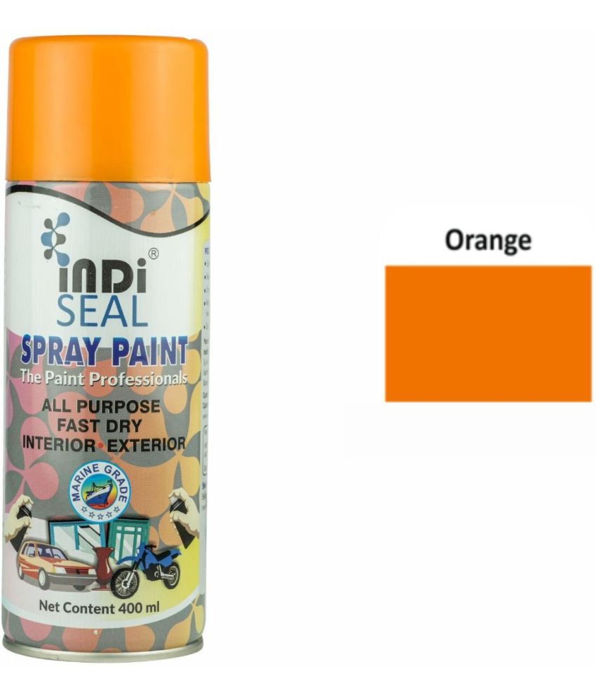     			INDISEAL All Purpose Fast Dry Interior/Exterior | DIY for Automotive, Metal, Wood & Wall Orange Glossy Spray Paint 400 ml (Pack of 1)