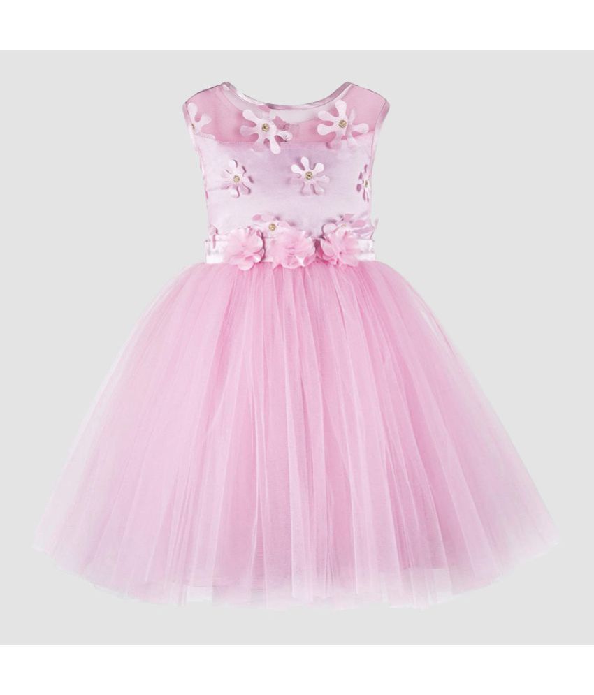     			9stiches - Pink Net Baby Girl Frock ( Pack of 1 )