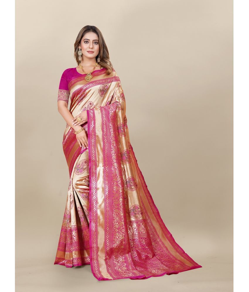     			Gazal Fashions - Multicolour Banarasi Silk Saree With Blouse Piece ( Pack of 1 )