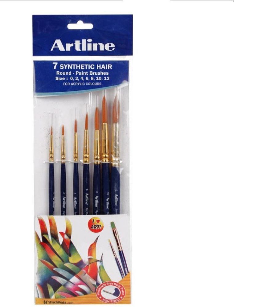     			Artline Synthetic Round PAINT BRUSH NO - 0 2 4 & 6 8 10 12 (Set of 1 Multicolor)