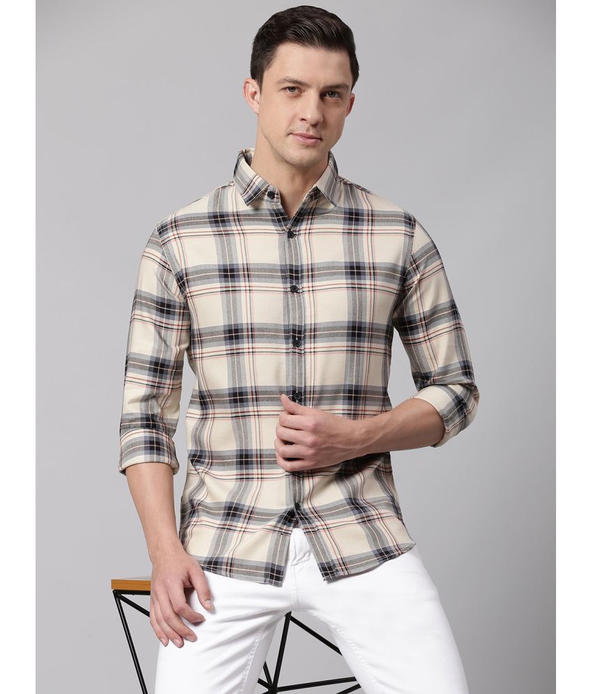     			Dennis Lingo - Cream Cotton Blend Slim Fit Men's Casual Shirt ( Pack of 1 )