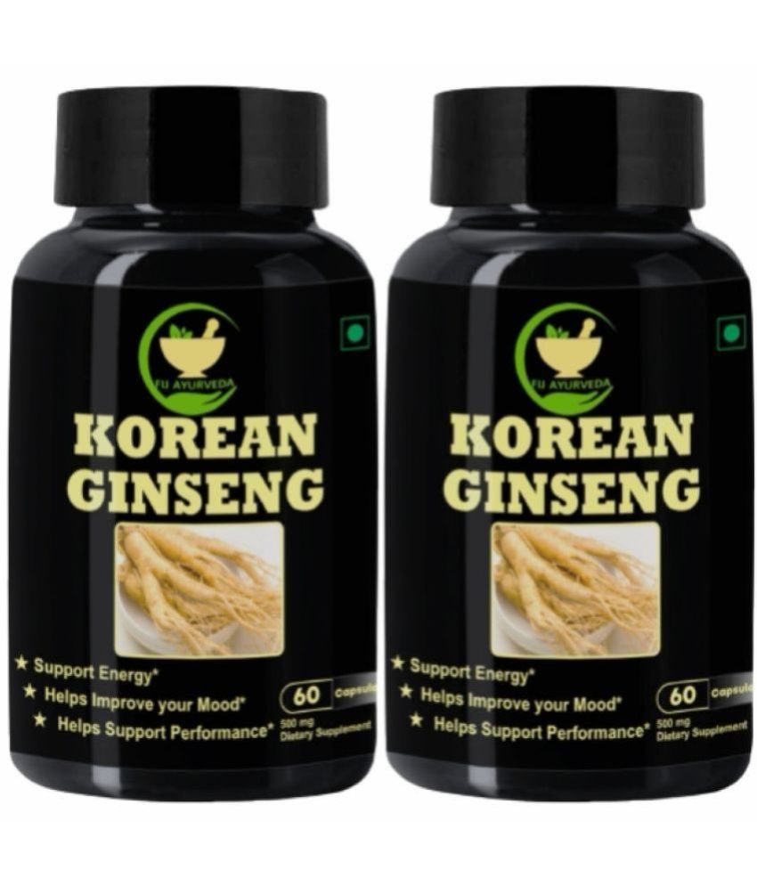    			FIJ AYURVEDA Korean Ginseng Root Extract for Stamina & Power, 60 Capsules Each (Pack of 2)
