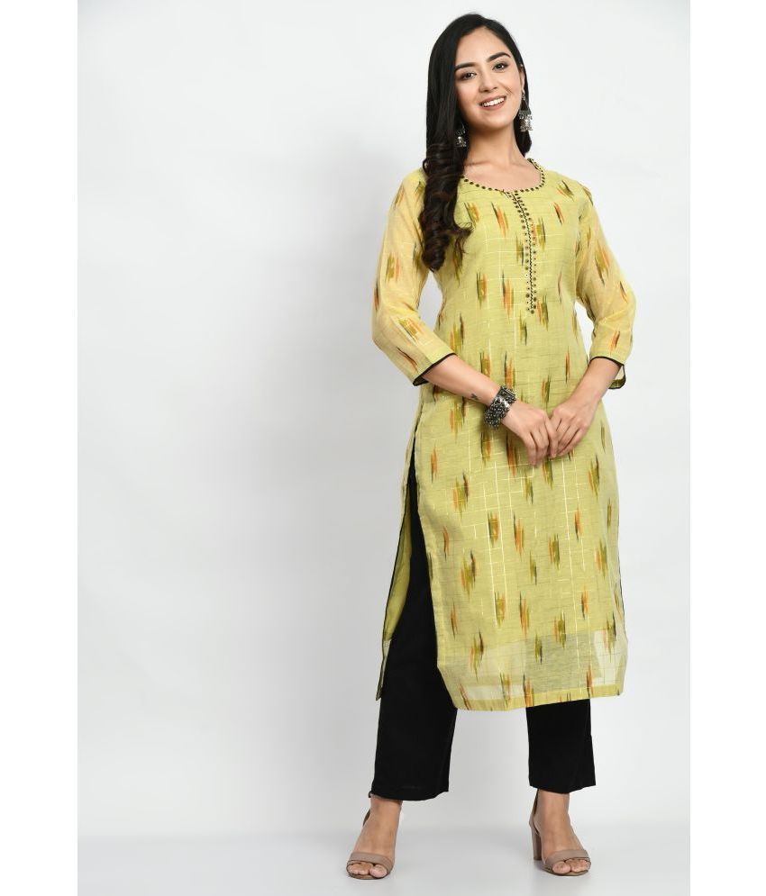     			MAURYA Chanderi Printed Straight Women's Kurti - Olive ( Pack of 1 )