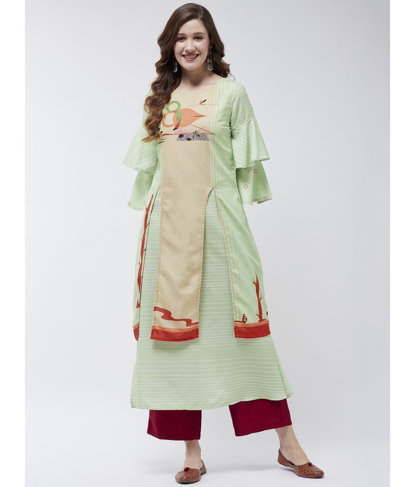     			Pannkh - Green Rayon Women's Straight Kurti ( Pack of 1 )