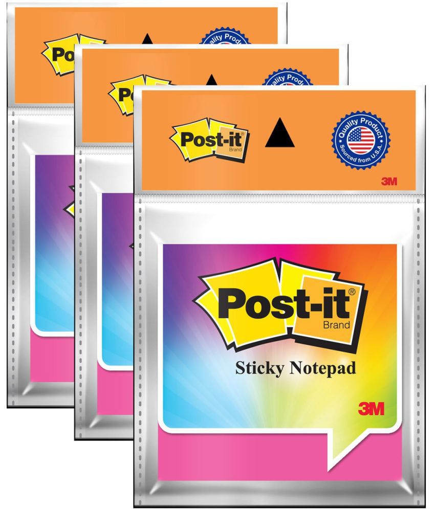     			Post-It Notes 100 Sheets 3 Colors (Set Of 3, Multicolor)