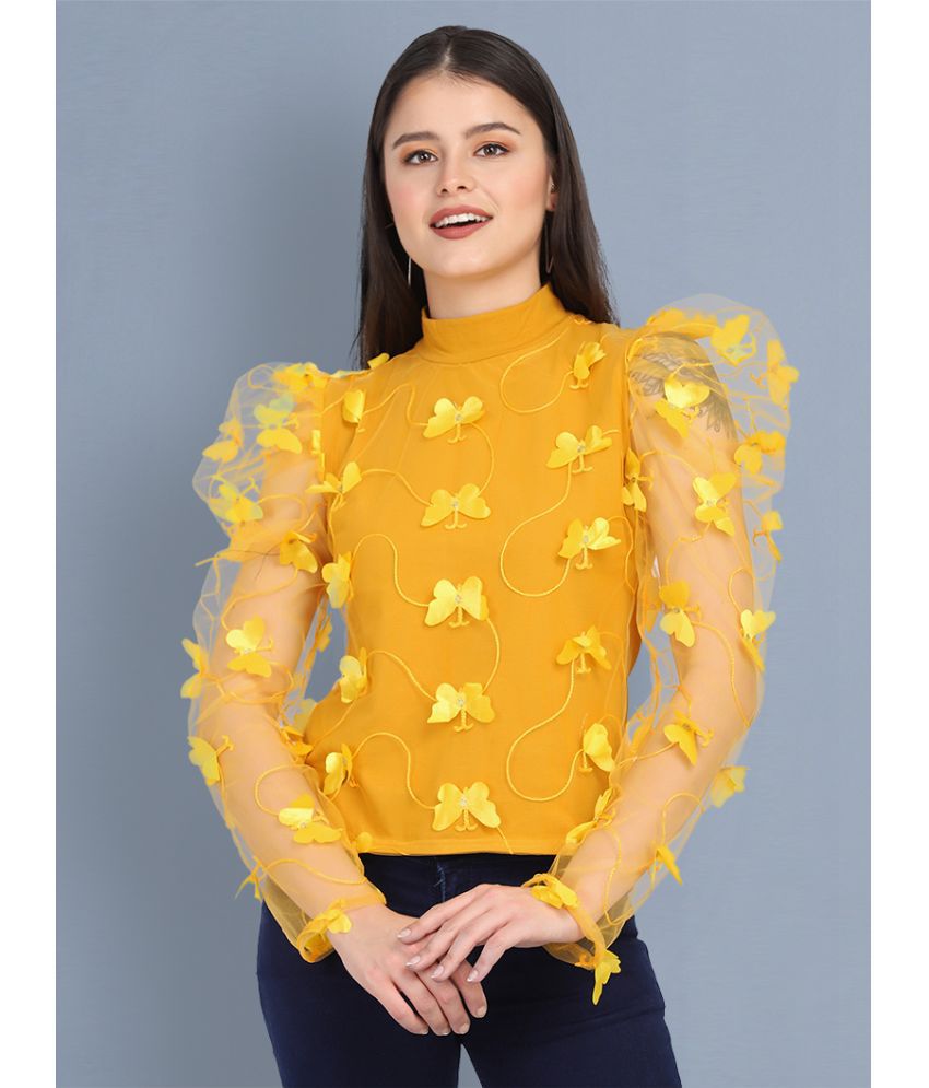     			BuyNewTrend - Yellow Cotton Blend Women's Regular Top ( Pack of 1 )