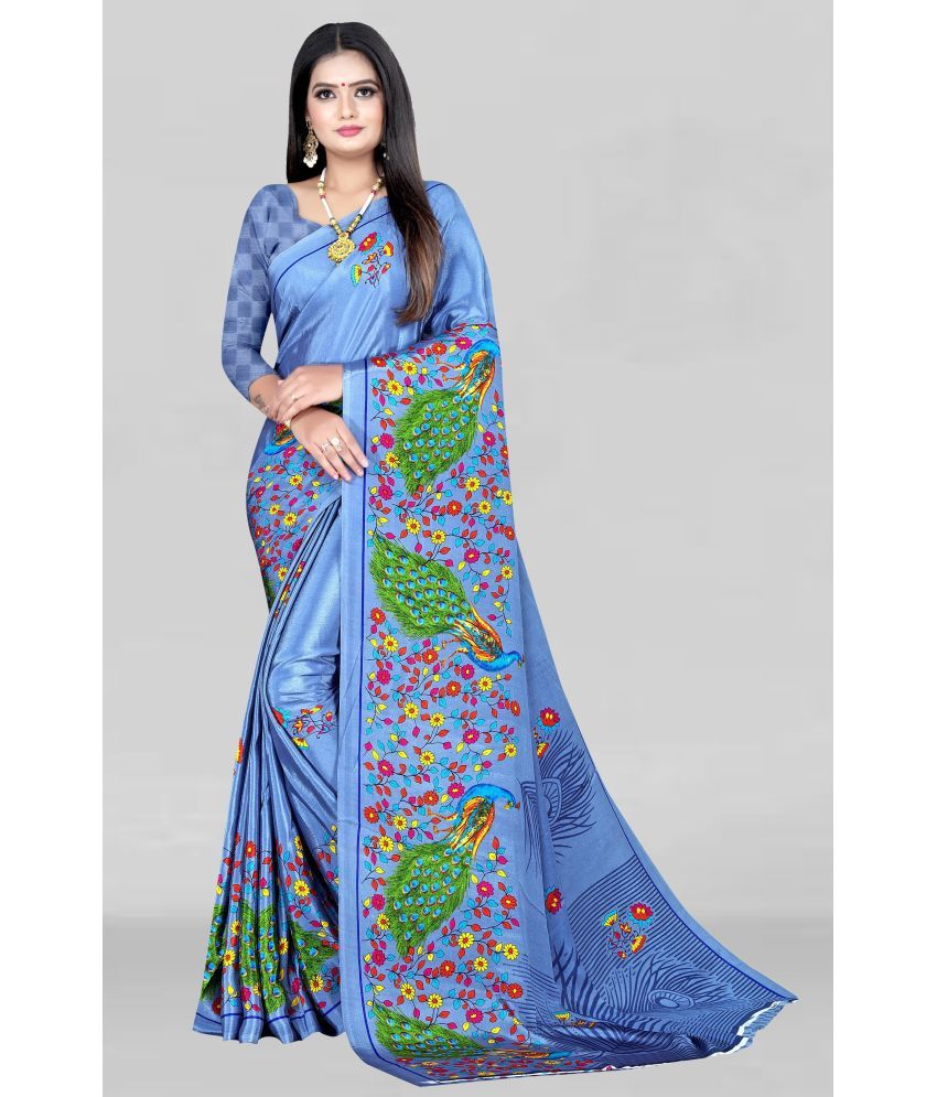     			LEELAVATI - Blue Crepe Saree With Blouse Piece ( Pack of 1 )