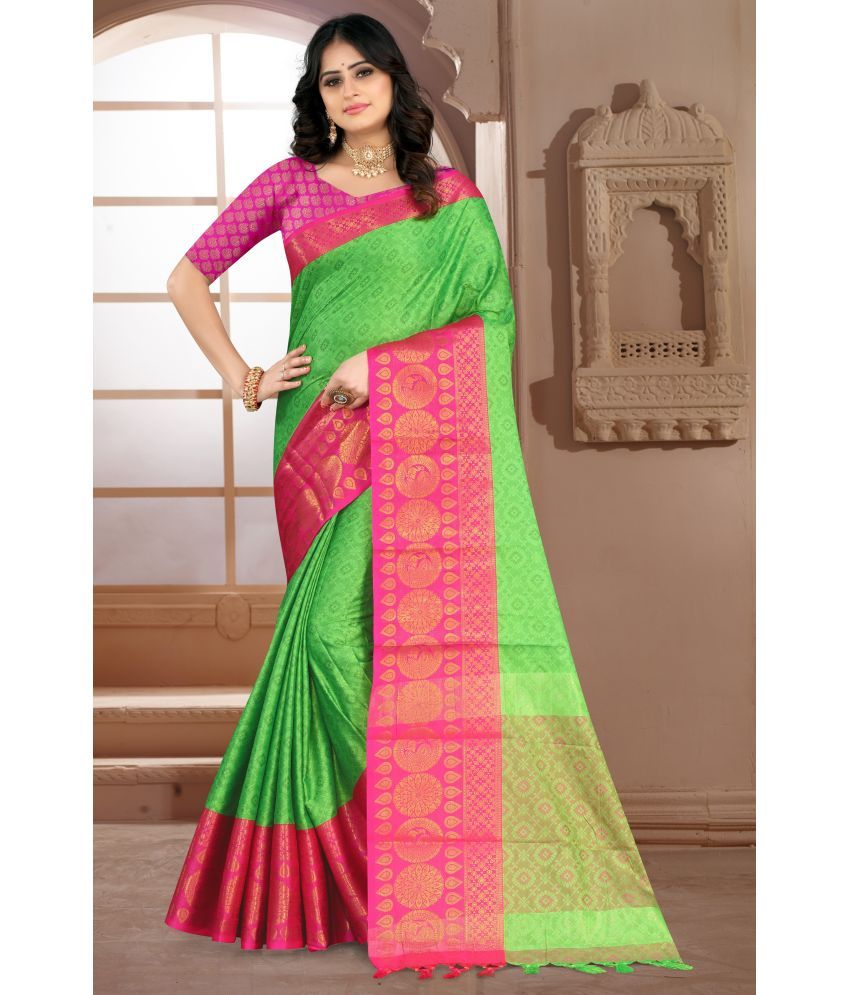     			LEELAVATI - Light Green Silk Saree With Blouse Piece ( Pack of 1 )