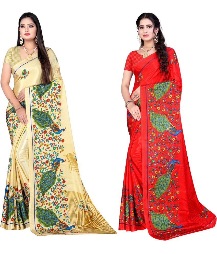     			LEELAVATI - Multicolor Crepe Saree With Blouse Piece ( Pack of 2 )