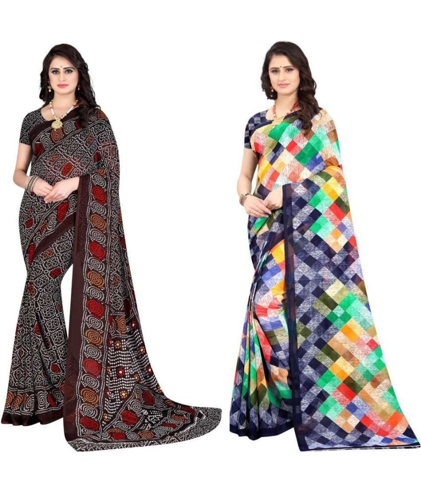     			LEELAVATI - Multicolor Georgette Saree With Blouse Piece ( Pack of 2 )