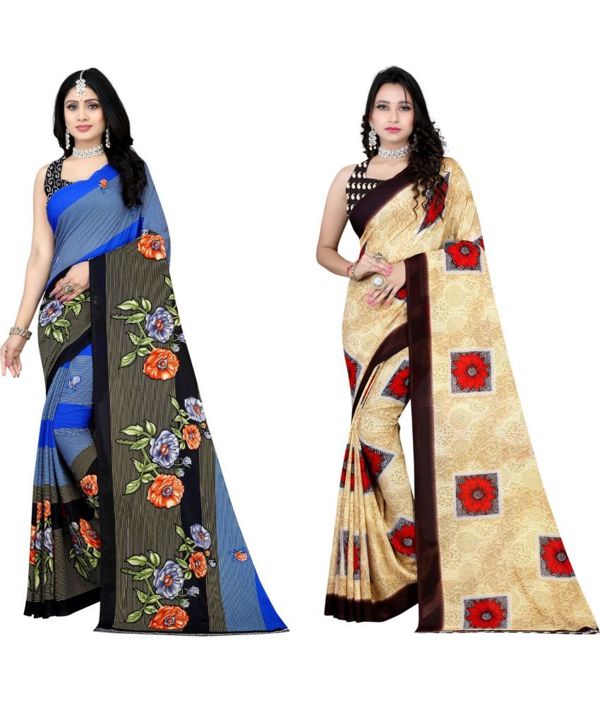     			LEELAVATI - Multicolor Georgette Saree With Blouse Piece ( Pack of 2 )