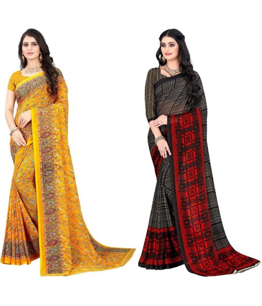     			LEELAVATI - Multicolor Georgette Saree With Blouse Piece ( Pack of 2 )