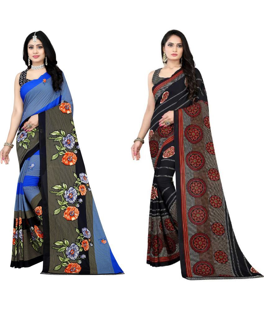     			LEELAVATI - Multicolor Georgette Saree With Blouse Piece ( Pack of 2 )