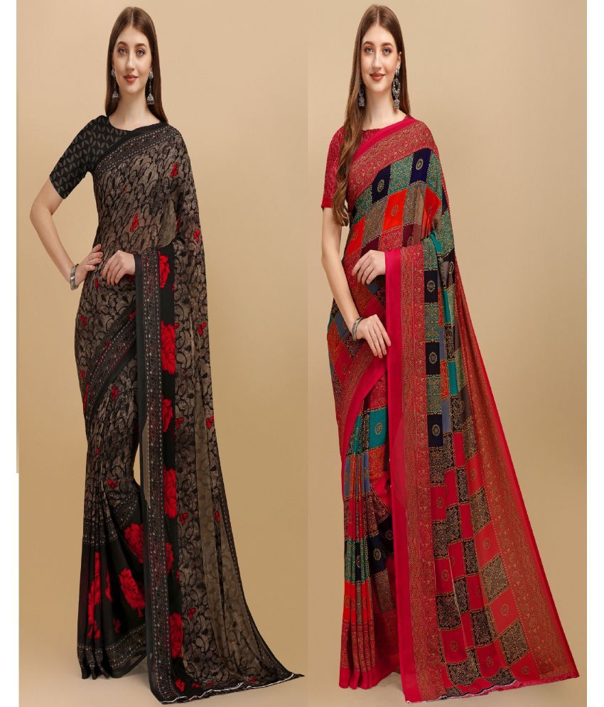     			LEELAVATI - Multicolor Georgette Saree With Blouse Piece ( Pack of 2 )