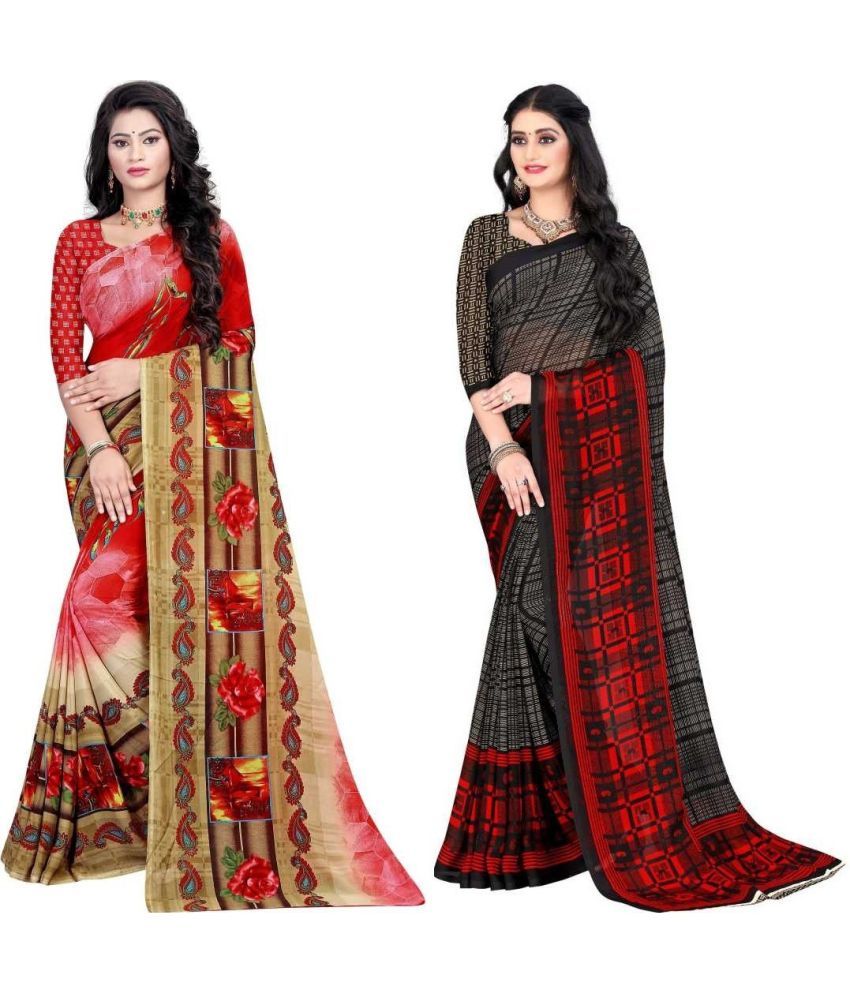     			LEELAVATI - Multicolor Georgette Saree With Blouse Piece ( Pack of 2 )