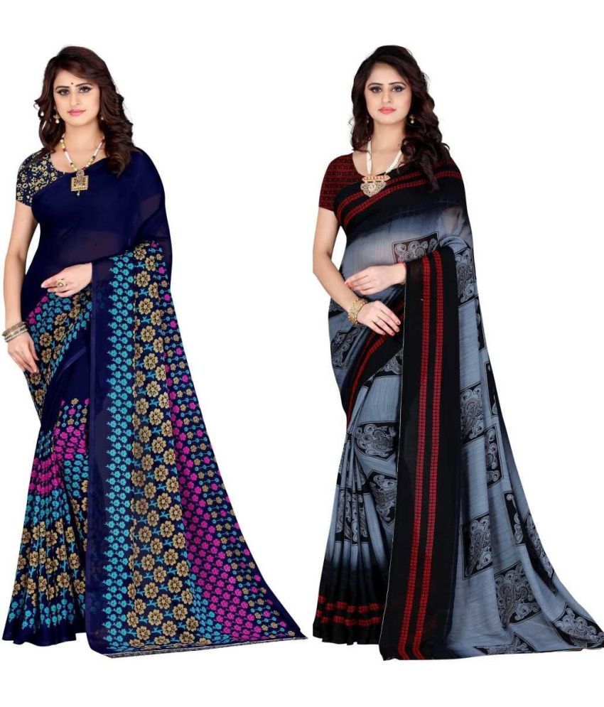     			LEELAVATI - Multicolor Georgette Saree With Blouse Piece ( Pack of 2 )