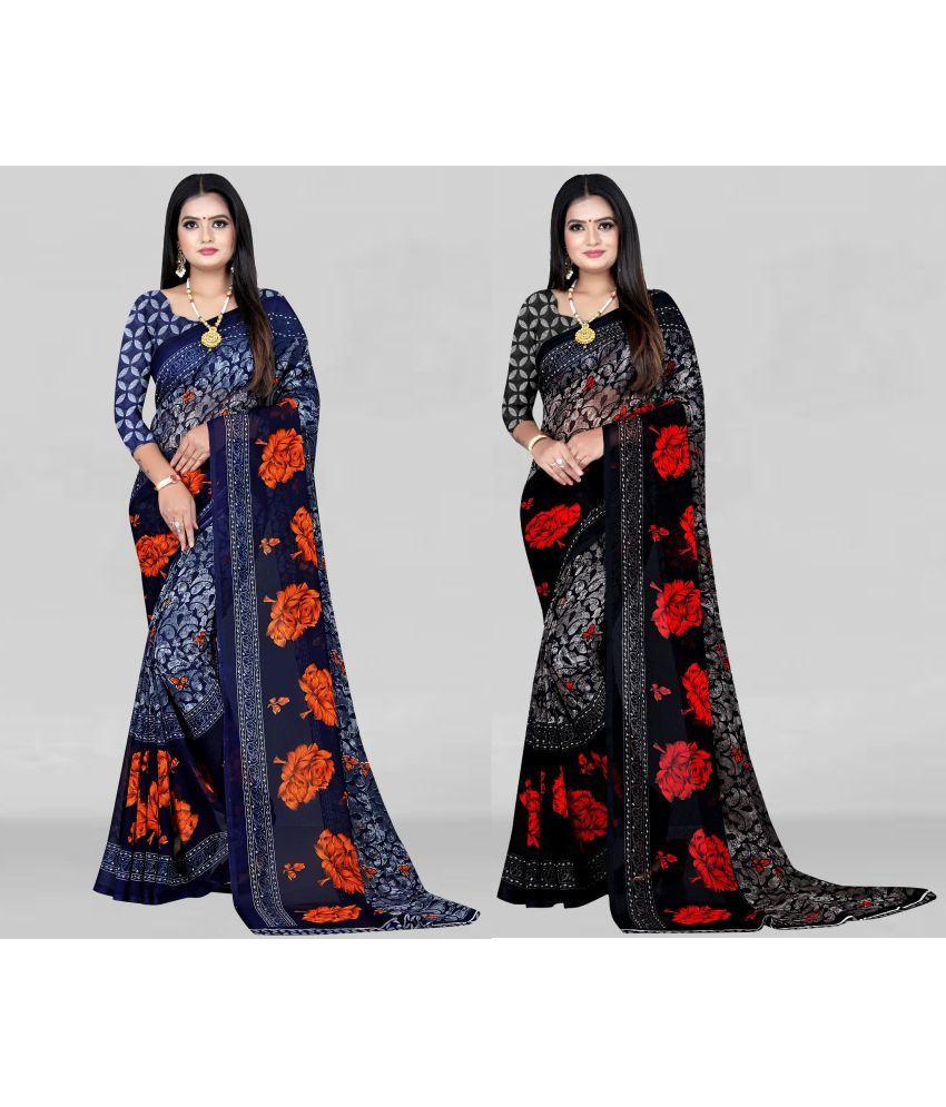     			LEELAVATI - Multicolor Georgette Saree With Blouse Piece ( Pack of 2 )