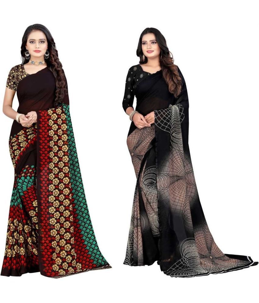     			LEELAVATI - Multicolor Georgette Saree With Blouse Piece ( Pack of 2 )