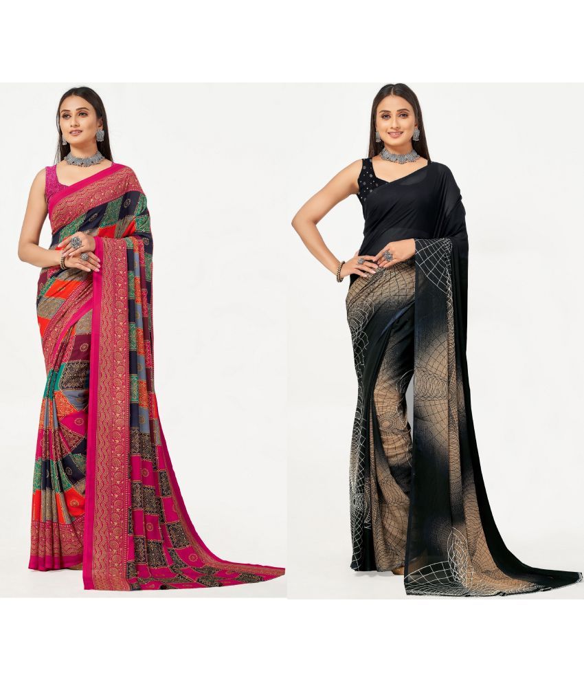     			LEELAVATI - Multicolor Georgette Saree With Blouse Piece ( Pack of 2 )