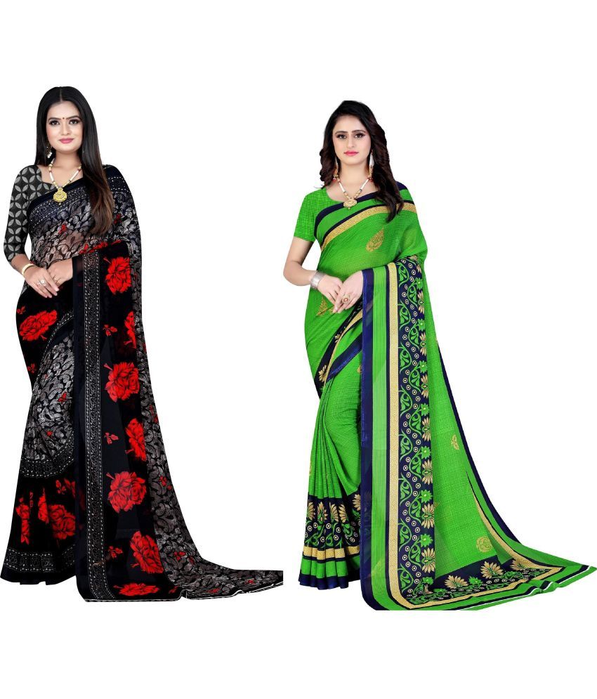     			LEELAVATI - Multicolor Georgette Saree With Blouse Piece ( Pack of 2 )