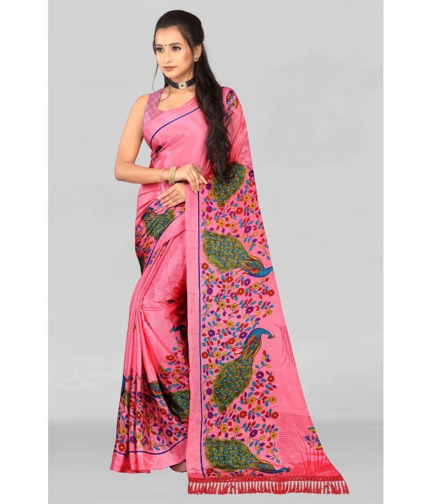     			LEELAVATI - Pink Crepe Saree With Blouse Piece ( Pack of 1 )