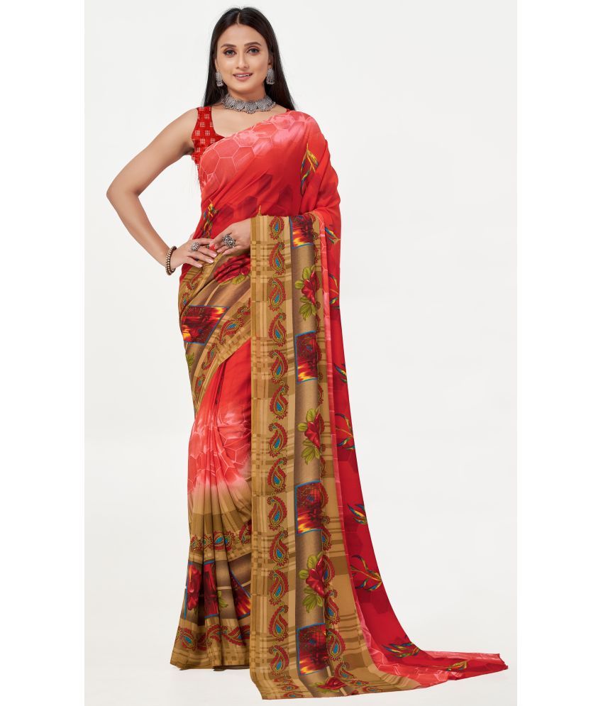     			LEELAVATI - Red Georgette Saree With Blouse Piece ( Pack of 1 )