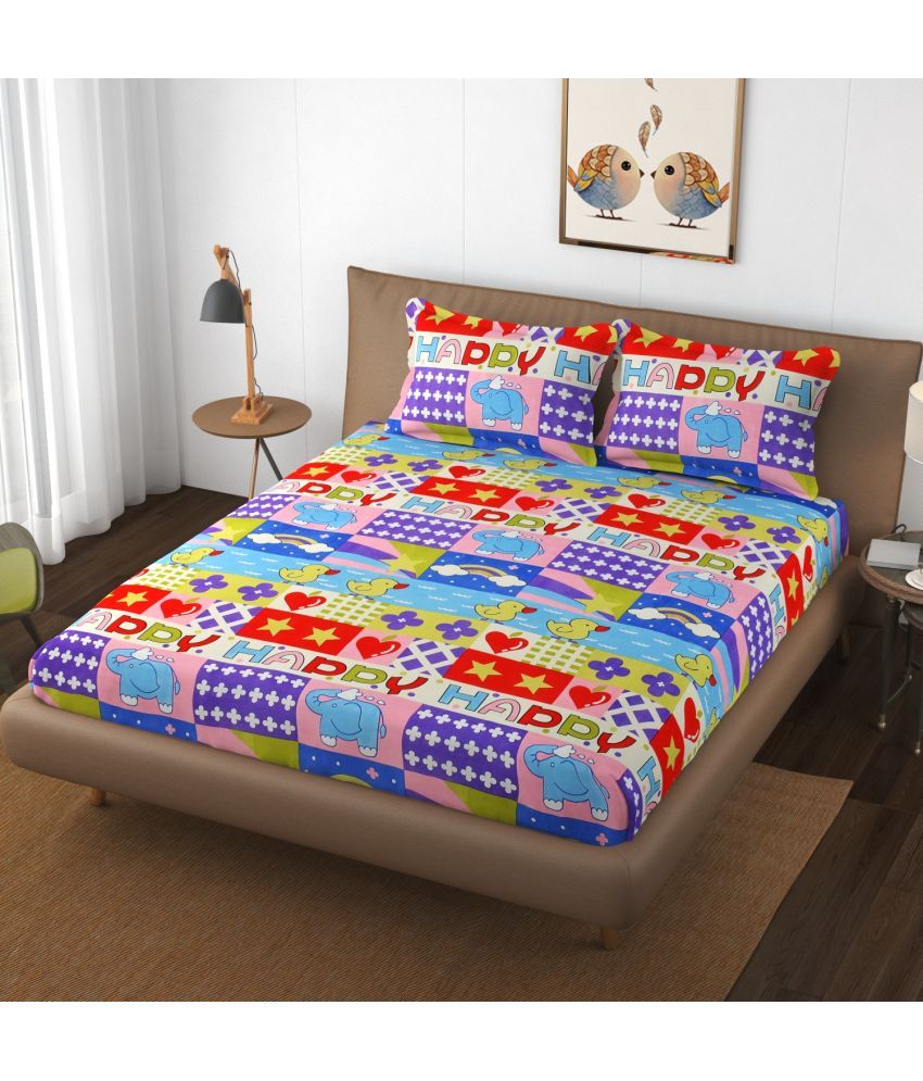     			Apala Microfiber Abstract Double Bedsheet with 2 Pillow Covers - Multicolor