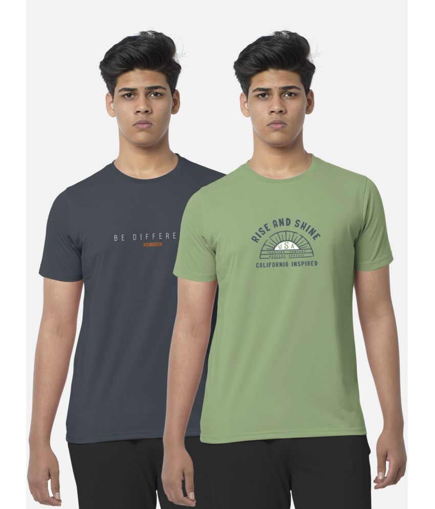     			BULLMER - Green Cotton Blend Regular Fit Men's T-Shirt ( Pack of 2 )