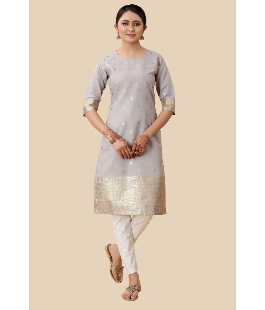     			FABCRO - Grey Cotton Blend Women's Straight Kurti ( Pack of 1 )