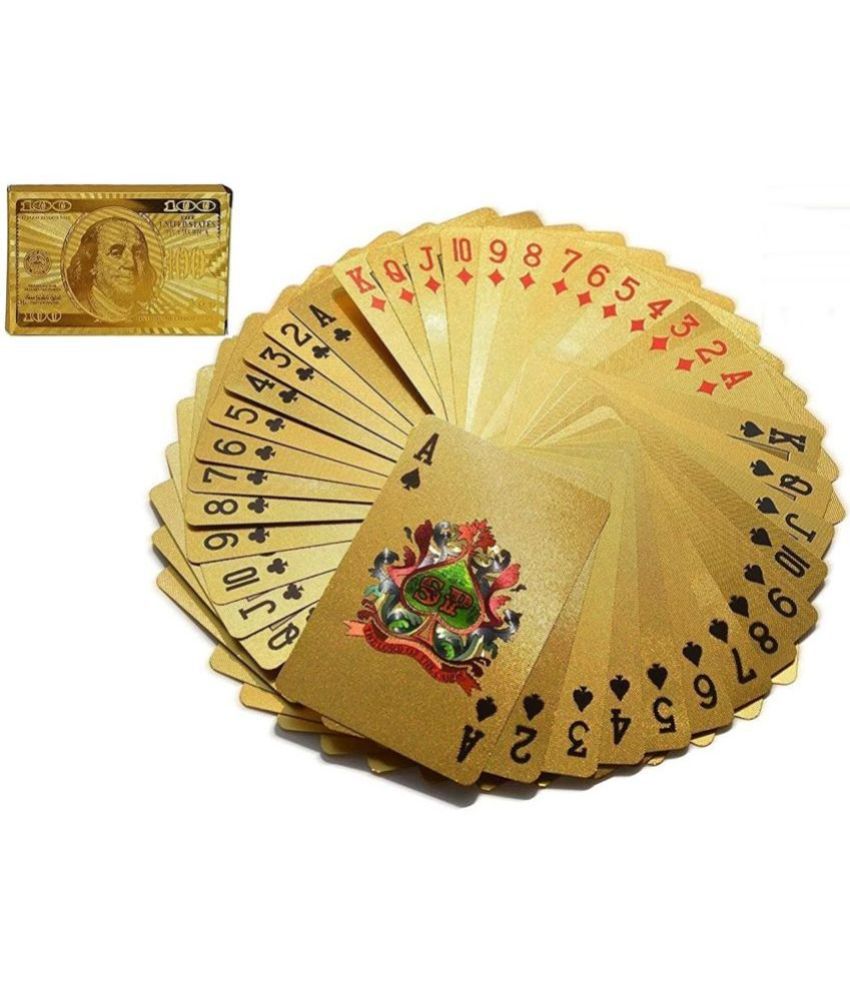     			Fratelli Gold Deck of Waterproof Cards, Flexible PVC Plastic Gold Playing Cards Premium Poker Cards Gold Waterproof Playing Cards Washable Flexible Use for Party Game