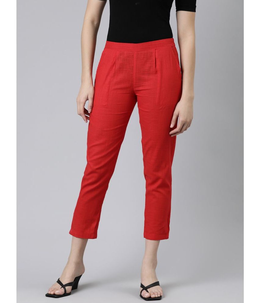     			JAIPUR VASTRA - Red Cotton Blend Regular Women's Casual Pants ( Pack of 1 )