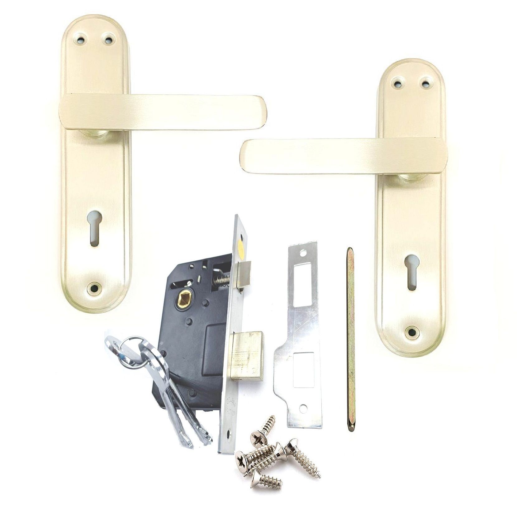    			ZTXON Stainless Steel Mortise Handle, K.Y. 7 inch Mortise Door Lock in Matt Finish With Stainless Steel Material Mortise Pair with Double Turn Lock (3 Keys) Two Sided Key Lock Set (LSDS65+ M307SS) (Set of 1)