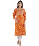 MF Hayat - Orange Rayon Women's Straight Kurti ( Pack of 1 )