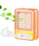 Rechargeable Battery Operated Mini USB Fan With Mist Water Spray Mini Cooler With LED Night Light Mini AC Personal Air Cooler Desk Fan for Office Kitchen Home